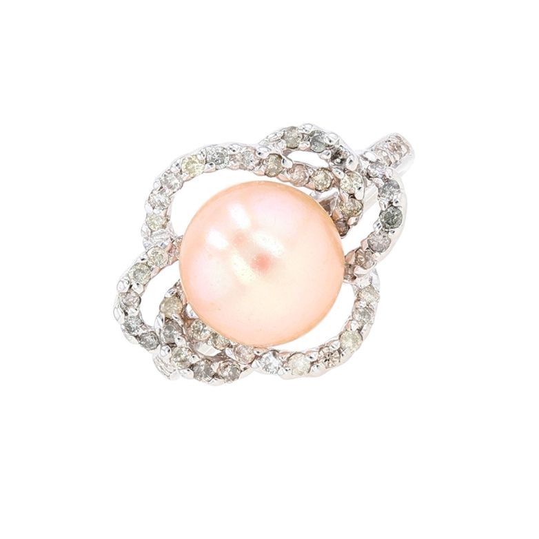 Bague perle et diamants 0.32 carat or blanc 5.75g Comme neuf -  reconditionné disponible sur Gemme Les Bijoux